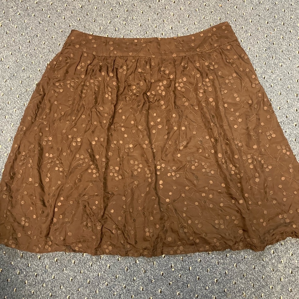 Talbots Brown A-Line Skirt with Polka Dots